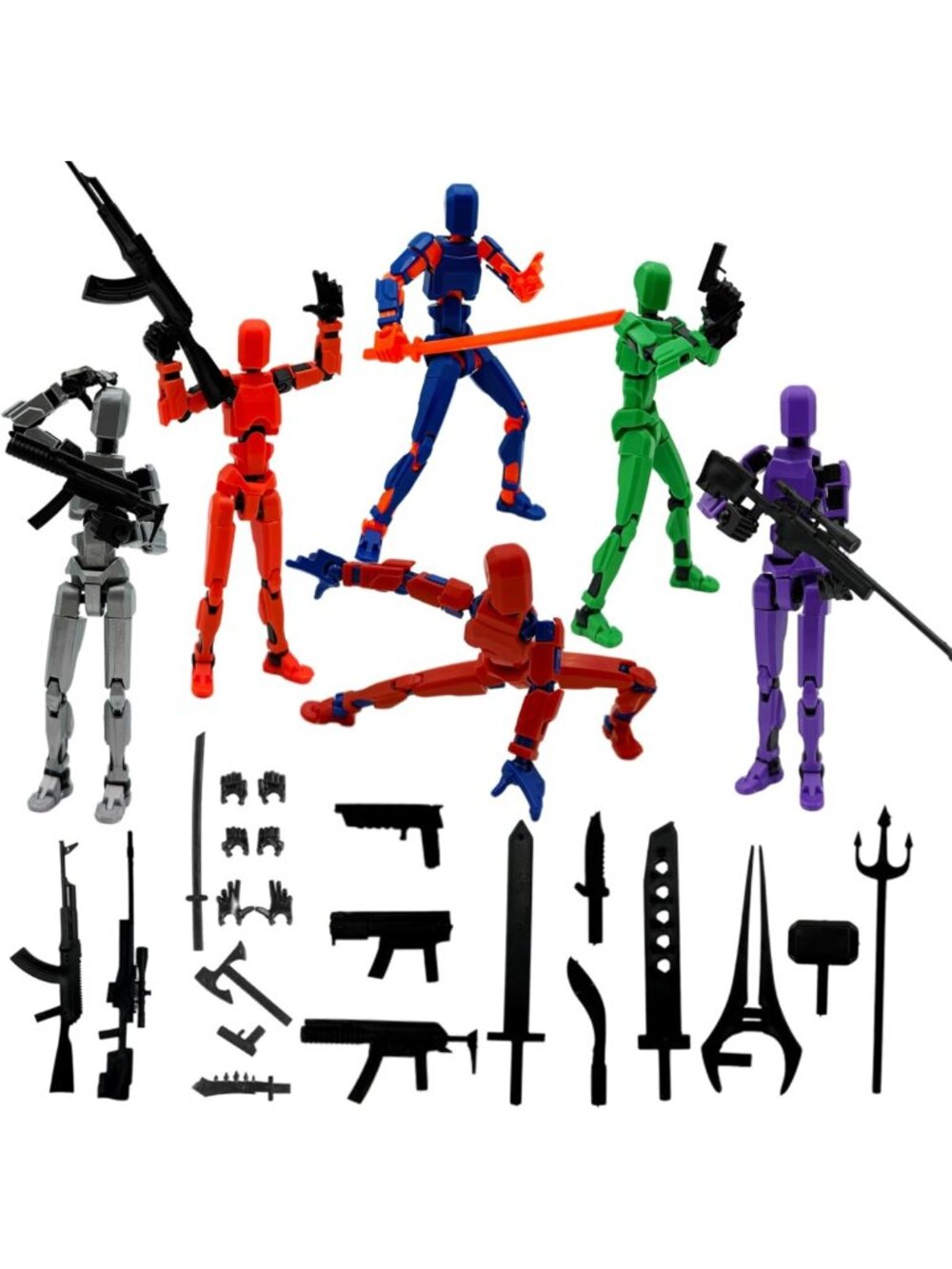 6PCS Action Figure Set - Movable Multi-Joint 3D Printed for Stop-Motion